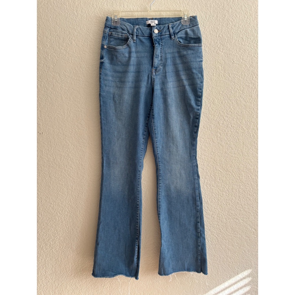 Forever 21 Jeans 29 Premium Blue Flare Raw Hem Slit High Rise